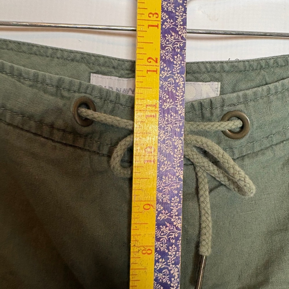 Old Navy Womens 18 Olive Green Linen Blend Mid-Rise Cargo Capri Pants Cropped - Picture 5 of 9